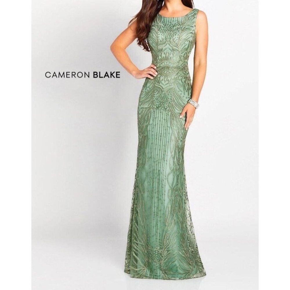 Cameron Blake 119644 Mother of the Bride Evening Dress Sage Sz. 16 (SAMPLE) - Picture 3 of 9